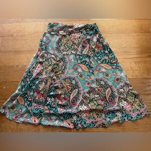 Vintage Paisley Side Buckle Skirt 14 Fairy Gauzy Boho Y2K Whimsical Dainty Artsy